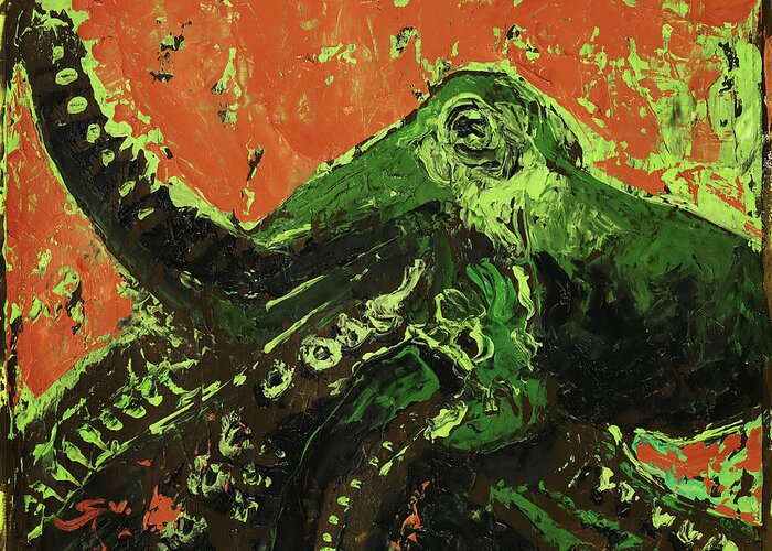 Octopus Greeting Card featuring the painting Radioactive Octopus by Sv Bell