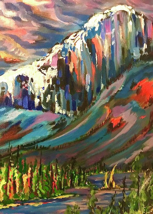 Glacier Greeting Card featuring the painting Raft Mountain by Gregory Merlin Brown
