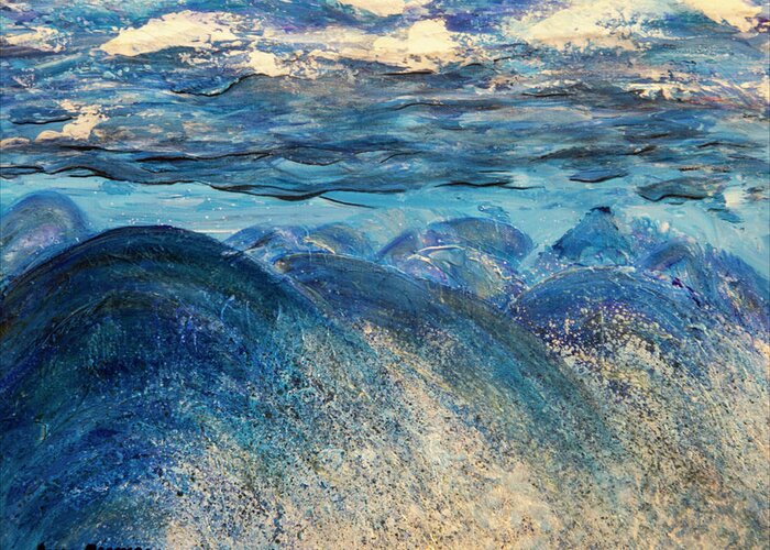 Ocean Greeting Card featuring the painting Raging Sea by Donna Manaraze