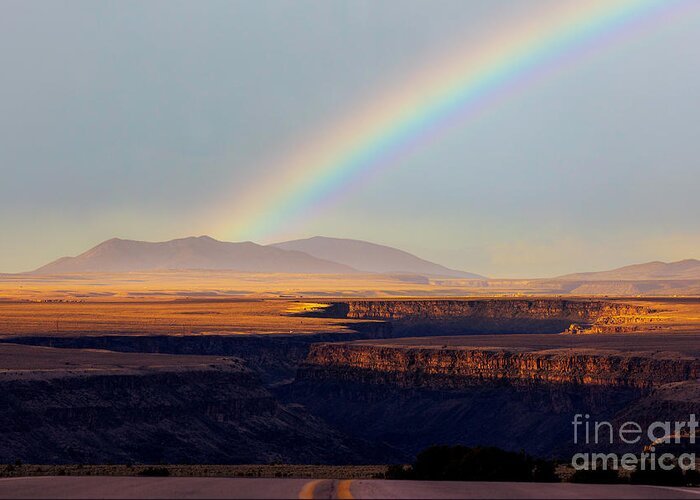 Taos Greeting Card featuring the photograph Rainbow crossing the Rio Grande Gorge #1 by Elijah Rael