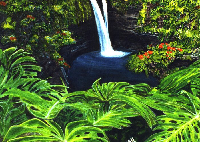Rainbow Falls Greeting Card featuring the painting Rainbow Falls #83 by Donald K Hall