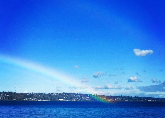 Rainbow Greeting Card featuring the photograph Rainbow on Lake Washington by Suzanne Lorenz