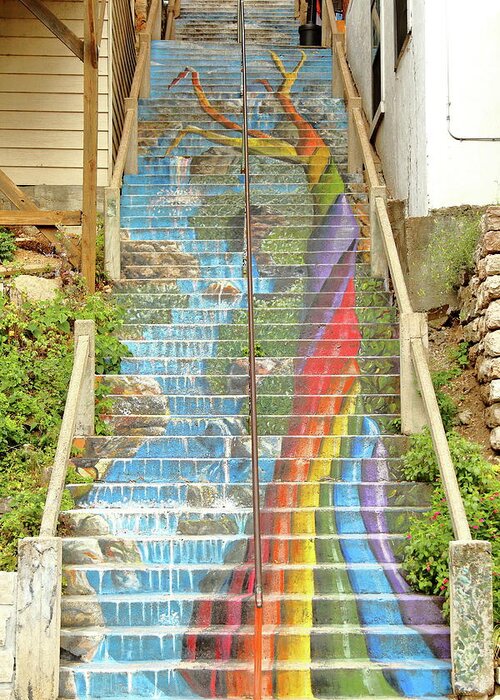 Stairway Greeting Card featuring the photograph Rainbow Stairs by Lens Art Photography By Larry Trager