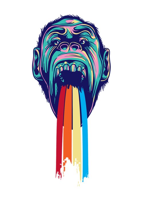 Lgbtq Greeting Card featuring the digital art Rainbow Tongued Monkey by Jacob Zelazny