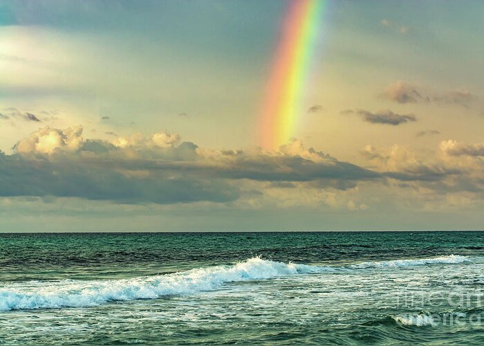 Rainbow Greeting Card featuring the photograph Rainbow Waves, Pensacola Beach, Florida by Beachtown Views