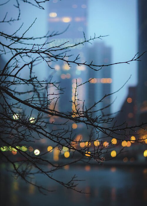 Chicago Greeting Card featuring the photograph Rainy Days Bokeh by Nisah Cheatham