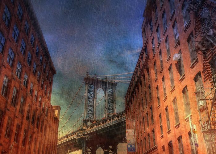 Brooklyn Greeting Card featuring the photograph Rainy Evening in Brooklyn by Cate Franklyn