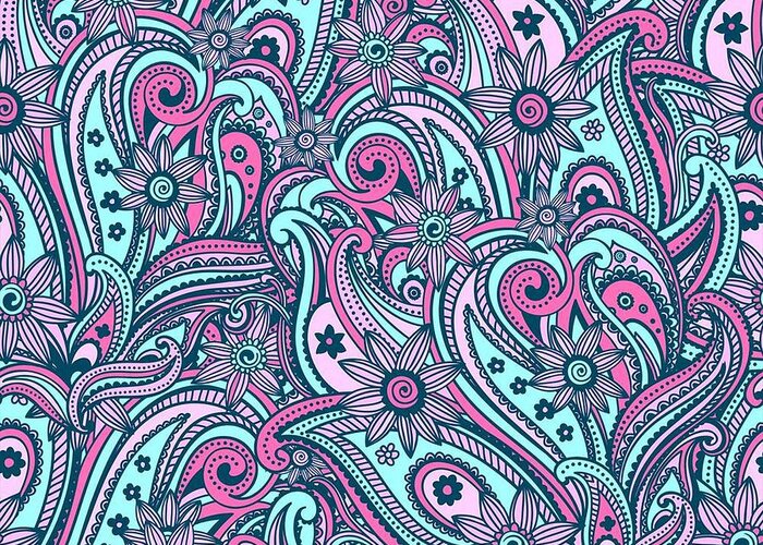 Colorful Greeting Card featuring the digital art Ramiva - Bright Colorful Zentangle Pattern by Sambel Pedes