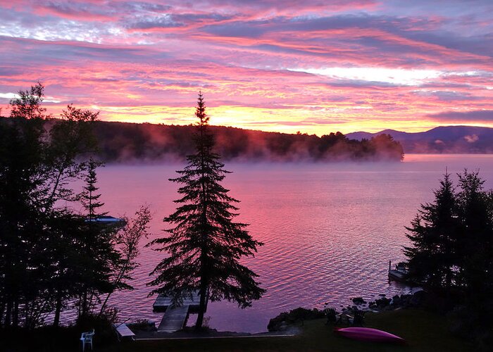 Lake Greeting Card featuring the photograph Rangeley Red Sunrise by Russ Considine