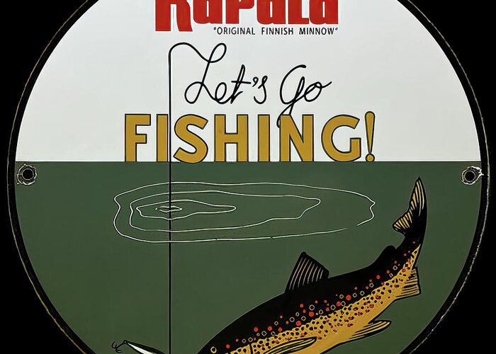 Rapala Fishing Greeting Card featuring the photograph Rapala fishing lures Vintage sign by Flees Photos