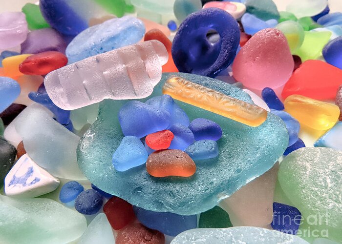 Sea Glass Greeting Card featuring the photograph Rare trinkets by Janice Drew