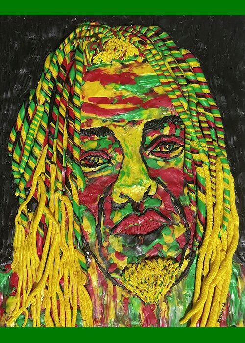 Polymer Clay Greeting Card featuring the mixed media Rastamon by Deborah Stanley