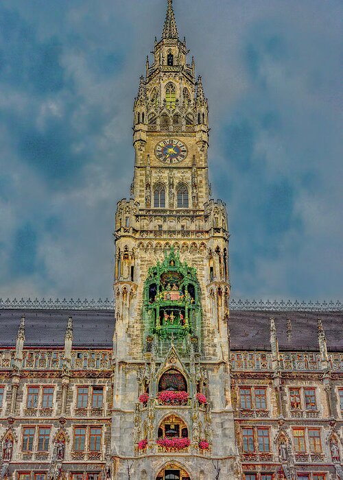 Munich Greeting Card featuring the photograph Rathaus-Glockenspiel of Munich by Marcy Wielfaert