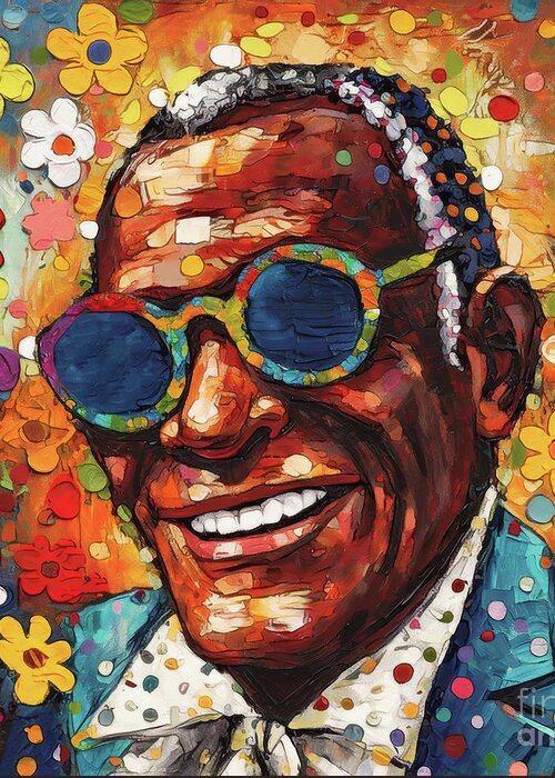 Ray Charles Greeting Card featuring the painting Ray Charles by Tina LeCour