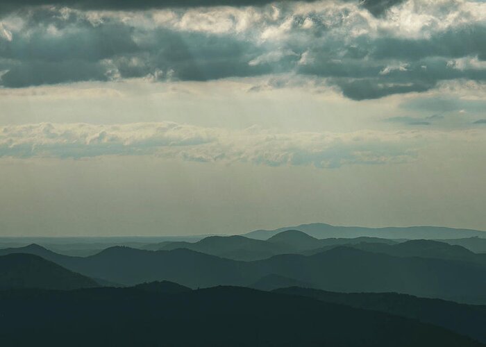 Mountain Greeting Card featuring the photograph Rays over the Blue Ridge by Go and Flow Photos
