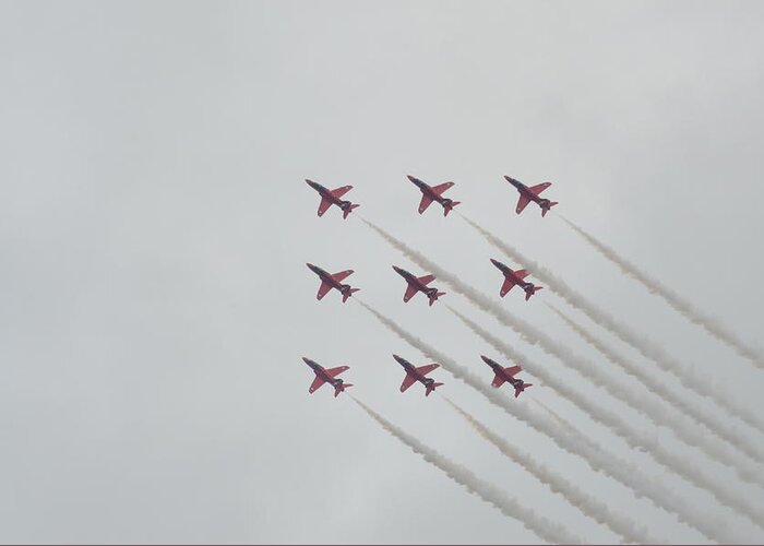21st Century Greeting Card featuring the photograph Red Arrows Diamond 9 by Gordon James