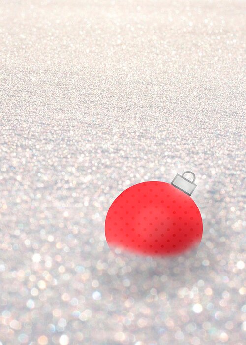 Red Ball Greeting Card featuring the mixed media Red Ball in Snow by Moira Law