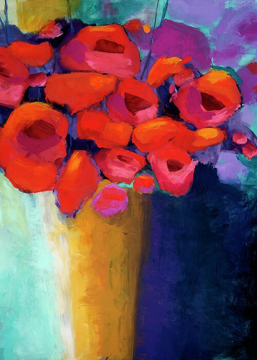Abstract Art Greeting Card featuring the painting Red Bouquet by Jane Davies