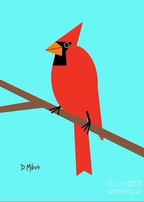 Red Bird Greeting Card featuring the digital art Red Cardinal Bird by Donna Mibus