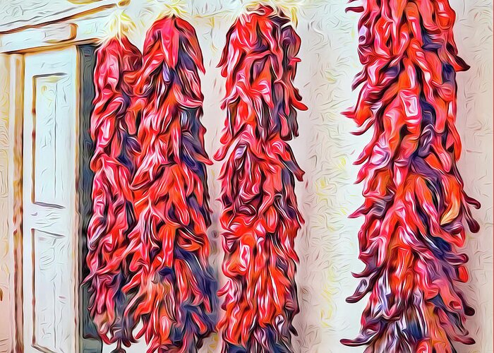 Chile Ristra Greeting Card featuring the photograph Red Chili Ristras of New Mexico by Rebecca Herranen