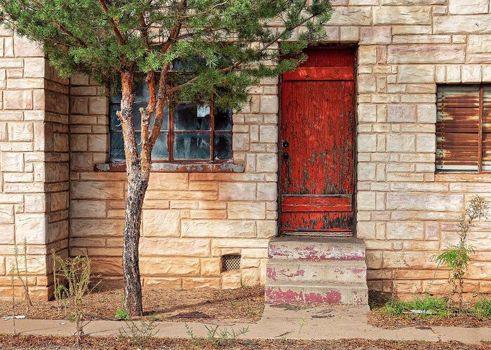 Red Greeting Card featuring the photograph Red Door by Thomas Hall