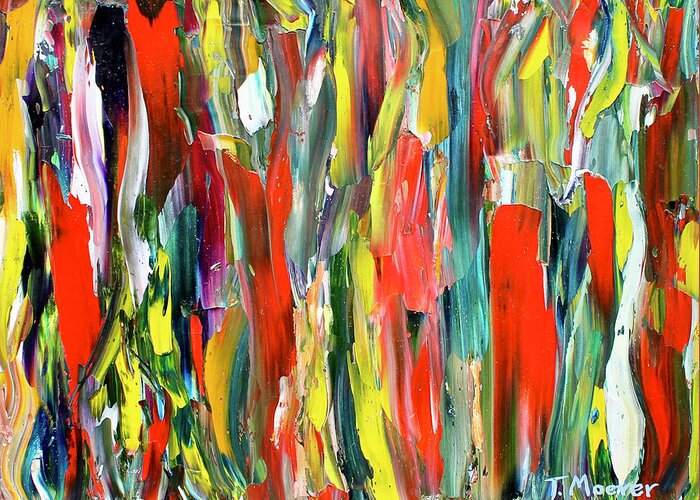 Abstract Greeting Card featuring the painting Red Dress by Teresa Moerer