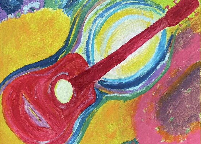 Music Greeting Card featuring the painting Red guitasr by David Feder