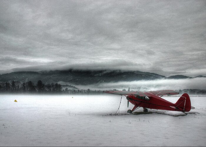 Cloud Greeting Card featuring the photograph Red Plane in a Monochrome World by Wayne King