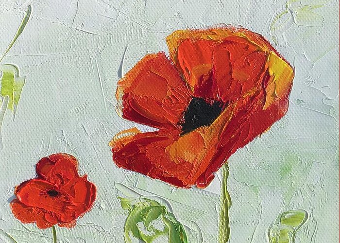 Flower Greeting Card featuring the painting Red Poppy #2 by Celeste Drewien