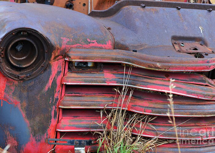 Old Truck Greeting Card featuring the photograph Red, Rust and Blue by Kae Cheatham