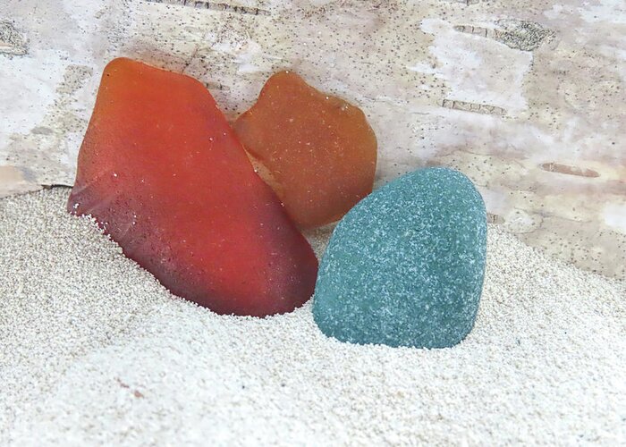 Sea Glass Greeting Card featuring the photograph Red Rust and Teal by Janice Drew