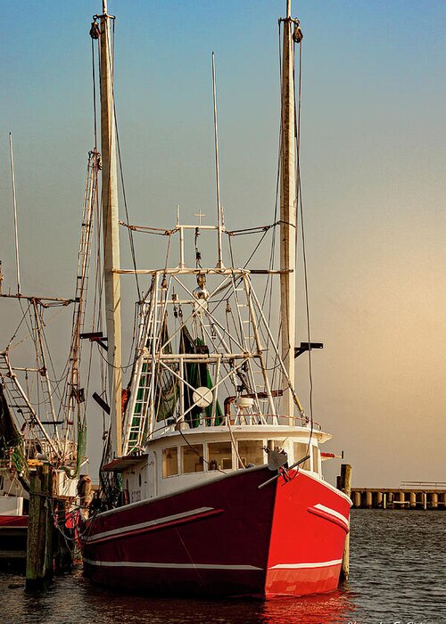 Boat Greeting Card featuring the photograph Red Shrimp Boat by Christopher Holmes