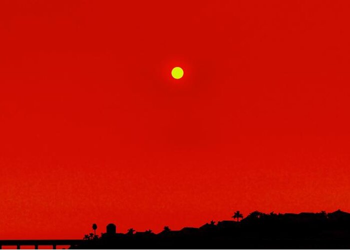 Sandiego Greeting Card featuring the digital art Red sky- Sunset by Bnte Creations