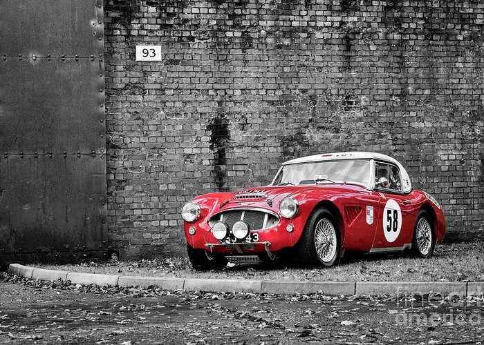 Austin Healey Greeting Card featuring the photograph Red Vintage Austin Healey by Tim Gainey