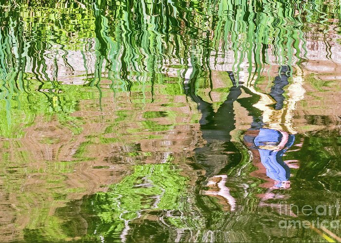 Abstract Greeting Card featuring the photograph Reflections at the Lake by Kate Brown