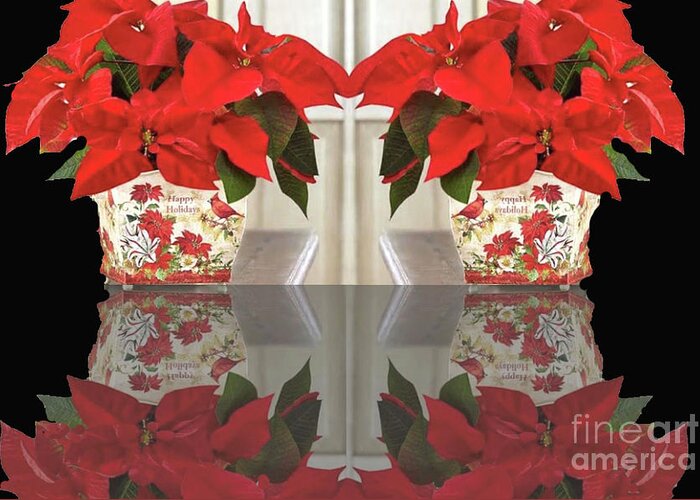 Poinsettas Greeting Card featuring the photograph Reflections of Poinsetta by Janette Boyd