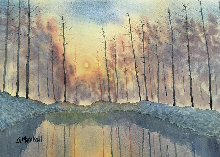 Watercolour Greeting Card featuring the painting Reflections of Sunrise by Glenn Marshall