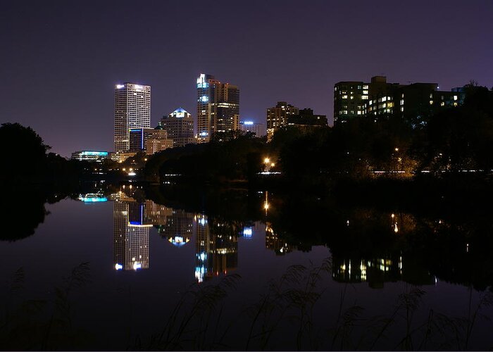 Milwaukee Greeting Card featuring the photograph Reflections of the NIght by Deb Beausoleil