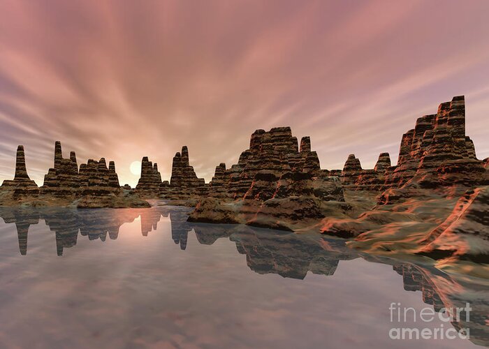 Water Greeting Card featuring the digital art Reflections of The Southwest by Phil Perkins