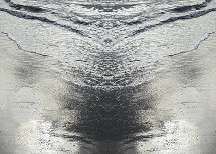 Sea Water Greeting Card featuring the digital art Reflections on the beach, sea water meets symmetry by Adriana Mueller