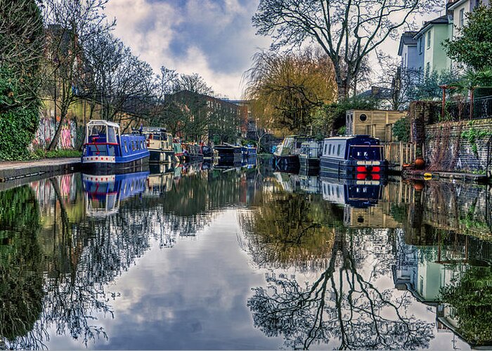 Wall Art Greeting Card featuring the photograph Regents Canal Reflections by Raymond Hill