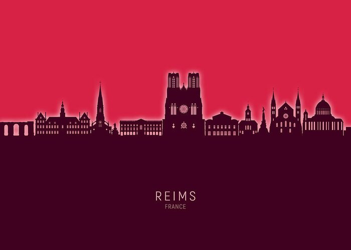 Reims Greeting Card featuring the digital art Reims France Skyline #79 by Michael Tompsett