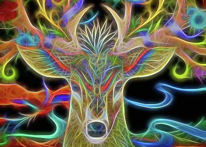 Deer Greeting Card featuring the photograph Reindeer Abstract Art by Andrea Kollo