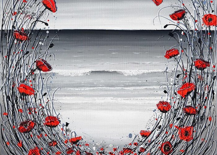 Red Poppies Greeting Card featuring the painting Relax on the Beach by Amanda Dagg