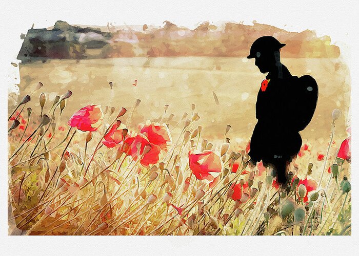 Soldier Poppies Greeting Card featuring the digital art Remember Them by Airpower Art