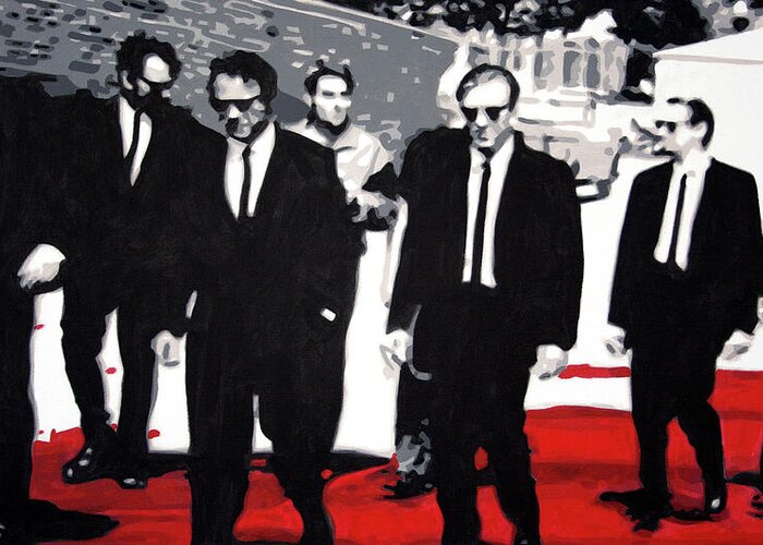 Men In Suits Greeting Card featuring the painting Reservoir Dogs by Hood MA Central St Martins London