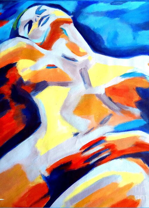 Nude Figures Greeting Card featuring the painting Restful nude by Helena Wierzbicki