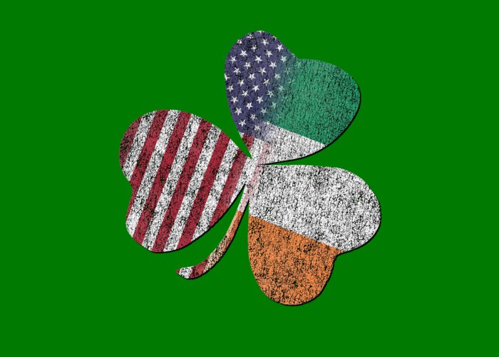 Cool Greeting Card featuring the digital art Retro Irish American St Patricks Day Shamrock by Flippin Sweet Gear