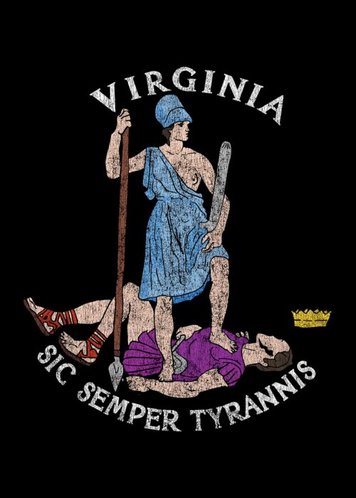 Cool Greeting Card featuring the digital art Retro Seal of Virginia Sic Semper Tyrannis by Flippin Sweet Gear