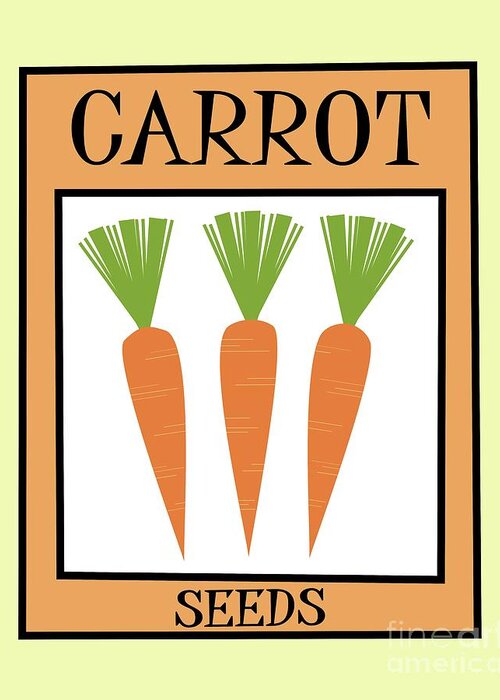 Retro Greeting Card featuring the digital art Retro Seed Packet Carrots by Donna Mibus